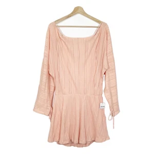 NWT Free People Beach Soak Up The Sun Mini Dress Cold Shoulder Peach Sz S - Picture 1 of 12