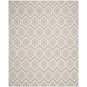 SAFAVIEH Dhurries DHU556G Handwoven Grey / Ivory Rug - Picture 1 of 28