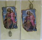 Lot of 2 Goldtone St.Joseph Pray for Us Necklace with Pewter Charm 20"