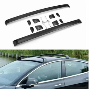 All Black Crossbar Roof Rack Rail Cross Bars For Tesla Model 3 2020-2024 - Picture 1 of 7