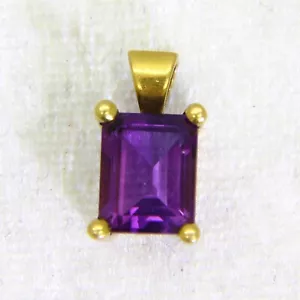 Colgante de oro amarillo de 9 quilates amatista corte esmeralda - Imagen 1 de 5