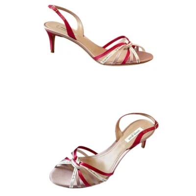 Sandalias de tacón alto para mujer Giorgio Armani punta abierta rosa blanco corallo 8M Foto 1 de 4