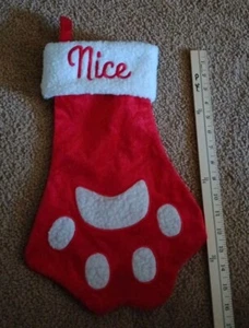 Naughty/Nice Paw Christmas Pet Stocking -  Large Plush Stocking Dog/Cat  - Picture 1 of 2