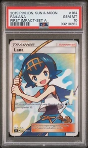 PSA 10 Gem Mint Lana #164 Full Art Sun & Moon First Impact Pokemon Indonesian - Picture 1 of 4