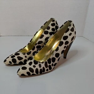 Walter Steiger Womens Animal Printed Pony Hair Heel Shoes Brown Cream Sixe 7.5AA - Picture 1 of 18