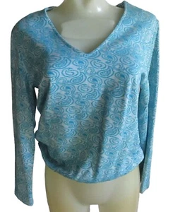 Vintage 1970s Womens Blue Top V-Neck Knit Medium by Mister Marty Psychadelic M - Picture 1 of 5