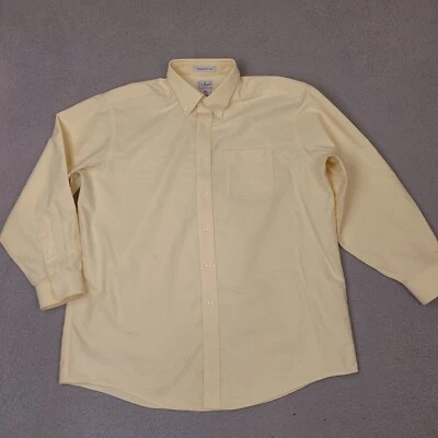 Camisa de vestir LL Bean para hombre 17-33 amarilla resistente a las arrugas con botones Foto 1 de 4
