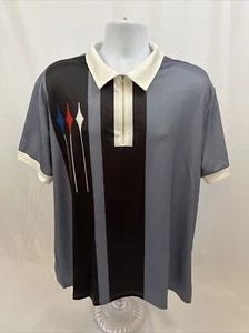 Mens 1/4 Zip Polo Shirt Golf Bowling Casual Short Sleeve Size XL NWT Gray Black - Picture 1 of 6