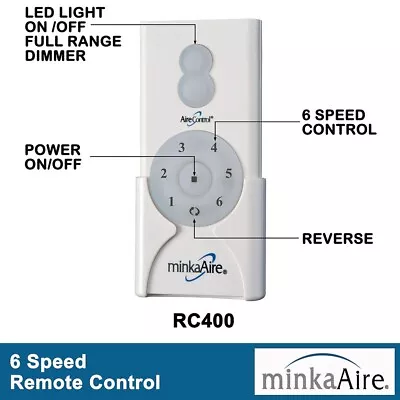 MINKA-AIRE Minka Aire RC400 6Speed Reversing Remote Control Wall Mounting Cradle NEW CR400T
