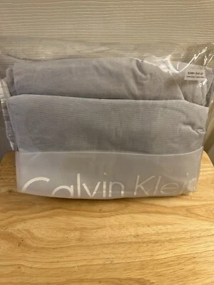 Calvin Klein Millbrook Gray Blue Stripe Queen Duvet Cover Set - Image 1 of 4
