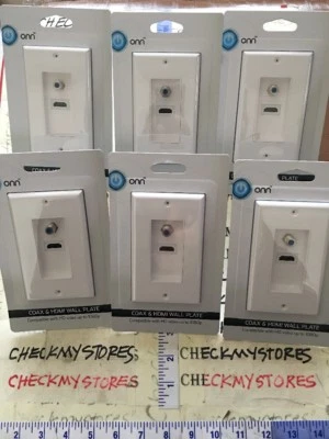NEW 6X Coax & HDMI Wall Plate New Single Gang 1080p White 1080p  - Image 1 of 4