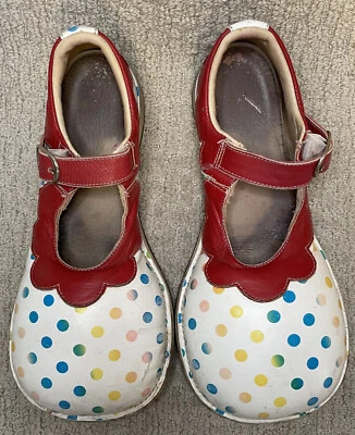 VTG Red Polka Dot Handmade Leather Clown Shoes Mary Janes Spears Womens 9.5 10 - Image 1 of 4