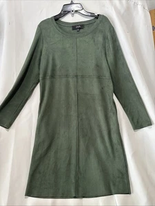 Joh Aurora Wildlederimitat Kleid klein grün langarm Rundhals Taschen - Bild 1 von 2