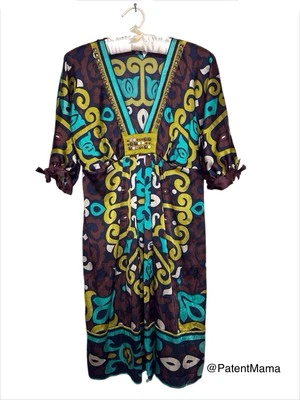 Vestido Boho Vintage Años 90 Y2K Hale Bob Seda Fiesta Cóctel Noche Talla Pequeña Foto 1 de 4