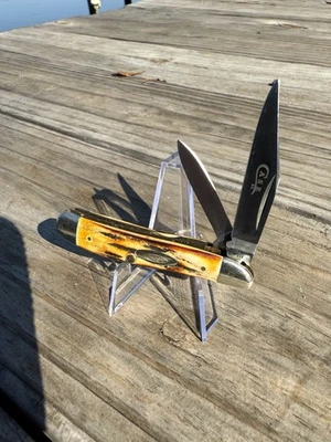 Cuchillo Case 5220 1978 gris grabado cacahuete hermosas escamas de ciervo  Foto 1 de 3