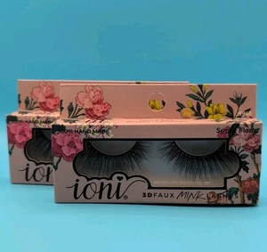 Lot/2 Ioni 3D Faux Mink Lashes Eyelashes Super Flare Handmade Reusable New - Picture 1 of 5