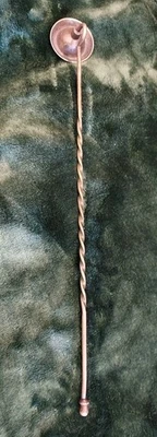 Vintage Solid Brass Candle Snuffer 11.5 in. ~ Spiral Handle ~ Feather Etchings - Image 1 of 4