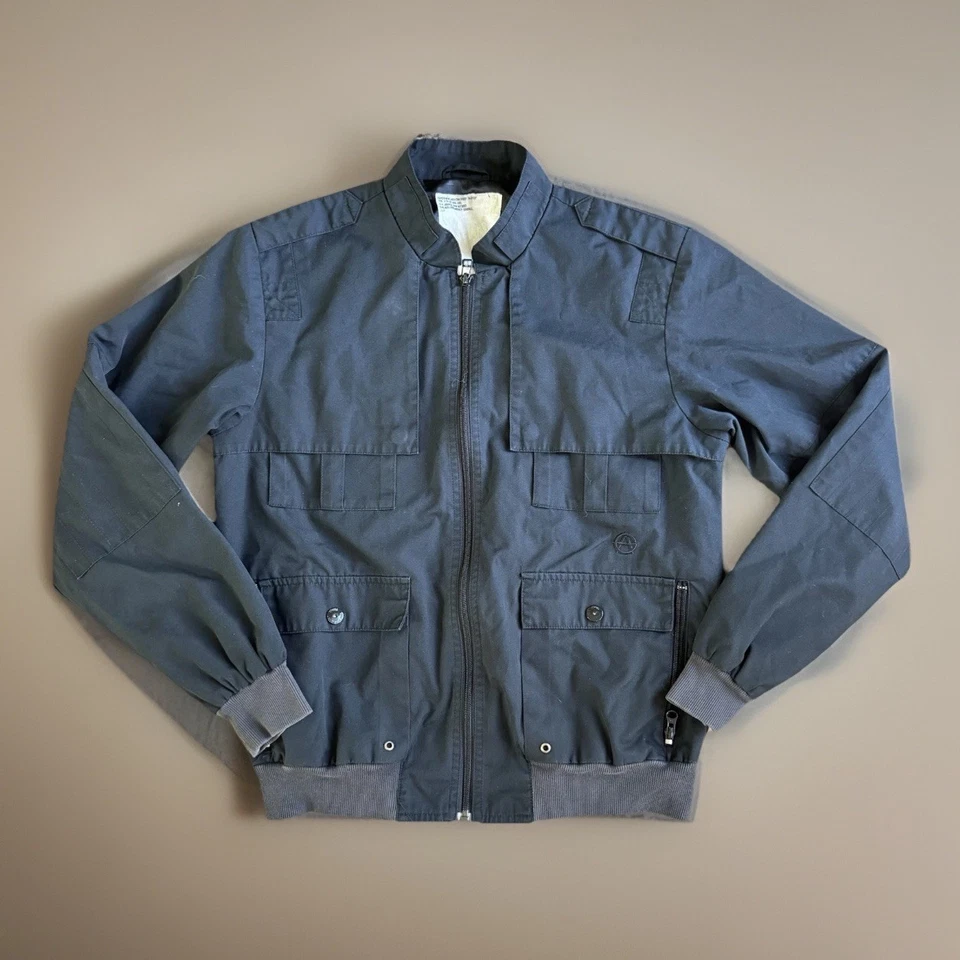 Jaqueta streetwear analógica preta leve pequena 7 bolsos bombardeiro militar - Imagem 1 de 4