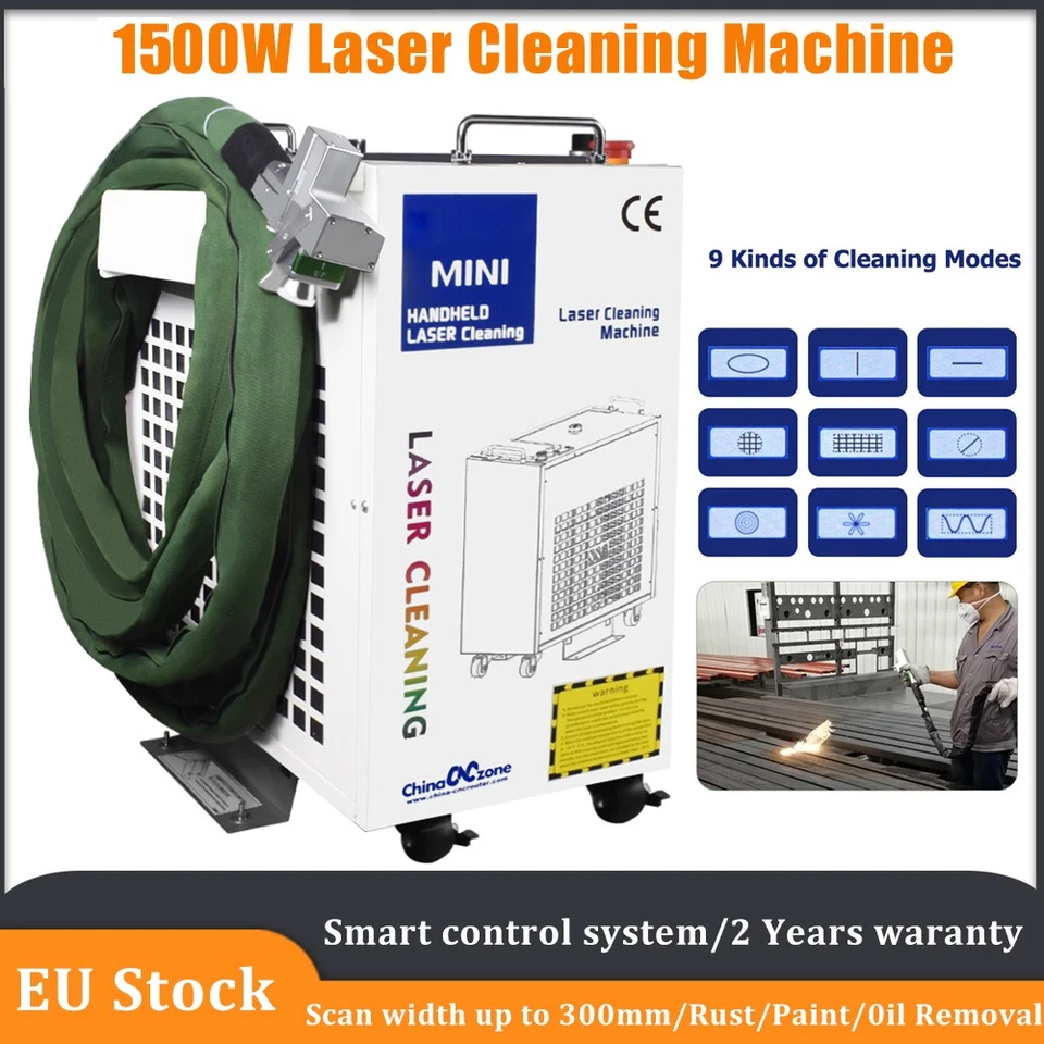 CHINACNCZONE 1500W Laser Cleaning Machine Remove Oil Paint Laser Rust Removal 9Cleaning Mode