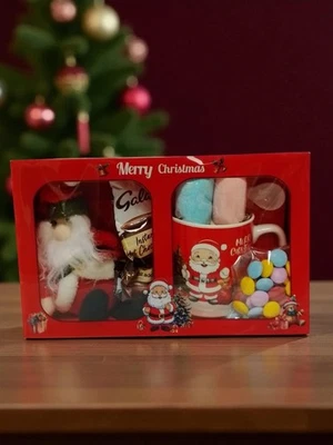 Luxury Christmas Hot Chocolate Mug Set with Plush Santa & Sweets Gift Box - Image 1 of 4