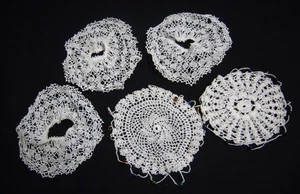 Lot of 5 Hand Crocheted White Dutch Style Hair Bun Holders 5.5" diameter - Picture 1 of 6