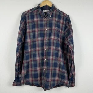 Barbour Men's Plaid Long Sleeve Shirt Size Medium Endsleigh Red Tailored Fit - Picture 1 of 8
