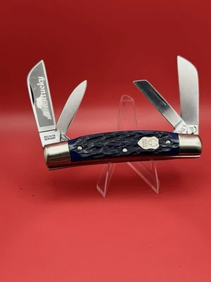 1995 年德国 BUCK CREEK 口袋刀 BOBCAT 4 刀片 CONGRESS 蓝色夹具 KENTUCKY — 第 1/4 张图片