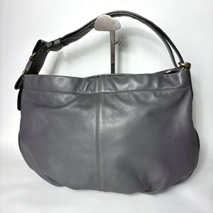 Salvatore Ferragamo Vala Grey Leather One Shoulder Bag Large Capacity Auth - Picture 1 of 14