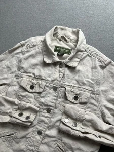 Eddie Bauer Jacket Women’s M Beige 100% Linen Button Up Lightweight - Picture 1 of 13