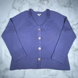 J Jill Damen dicker Strick kastiger Cardigan kurz Knopfleiste Pullover lila US Größe M - Bild 1 von 9