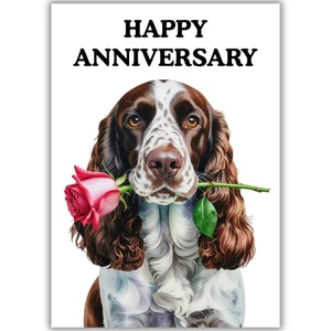Happy Anniversary Card For Wife Husband Him Her Dog Themed Love Card With Rose - Picture 1 of 7