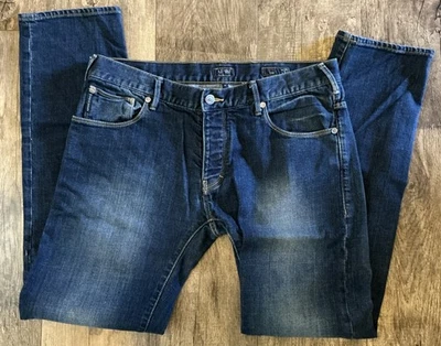 Pantalones de mezclilla ajustados Armani para hombre 36x34 azul J28 botón mosca de colección W31 L34 Foto 1 de 3
