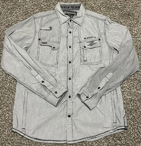 Buckle Black Shirt Mens Medium Snap Western Slim Fit Long Sleeve - Picture 1 of 3