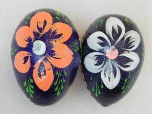 Moderne ukrainische orthodoxe handbemalte Ostereier aus Holz Pysanka Holz - 2 Stk. - Bild 1 von 11