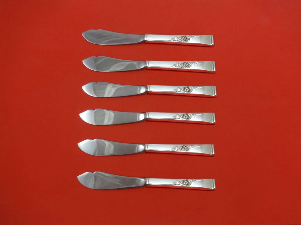 Classic Rose by Reed and Barton Sterling Silver Trout Knife Set 6pc HHWS Custom - Image 1 of 1