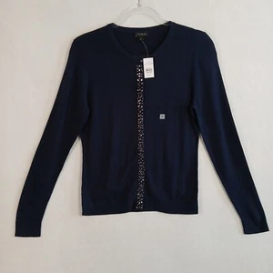 Ann Taylor Factory Women's Navy Blue Embellished Cardigan Size M NWT - Picture 1 of 12