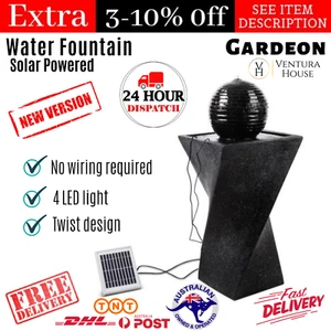 Solar Powered Fountain Water Twist Design with LED Lights Garden Outdoor/Indoor - Picture 1 of 12