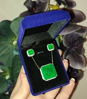 Edles Smaragd Schmuck Set Silber Quadrat Zirkonia - Bild 1 von 4