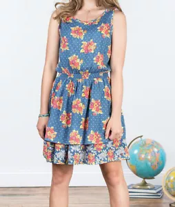 Matilda Jane 435 Top Of The Class Dress Tween Girls Blue Floral 16 - Picture 1 of 2