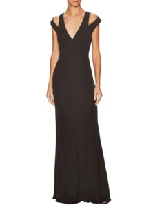 ABS Allen Schwartz M 6 - 8 Black Cutout Plunge V Neck Long NWT $350 Sexy - Picture 1 of 7