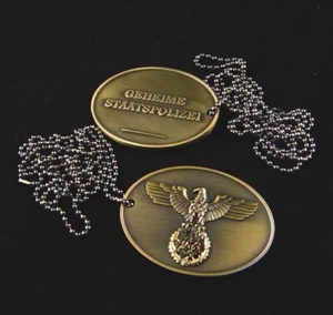 Targa Germania Polizia di Stato Gestapo ID Tag o Warrant Disco Targa Riproduzione - Foto 1 di 1