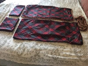 RALPH LAUREN DESTRY TARTAN RED GREEN PLAID KING 2 PILLOW SHAMS FABRIC TRIM - Picture 1 of 7