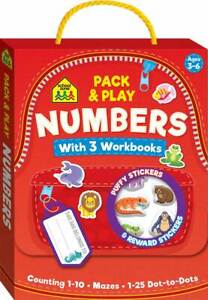 School Zone Pack & Play Satchel Numbers Kids Activity workbooks w/ stickers 