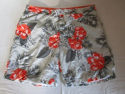 Bañador Corto Express Para Hombre Gris/Naranja Floral con Bolsillos 7.5" Entrepierna Talla M Foto 1 de 4