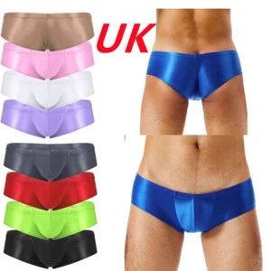 UK Mens Shiny Glossy Underwear Sexy Briefs Low Waist Bikini Panties Swimwears - Picture 1 of 77