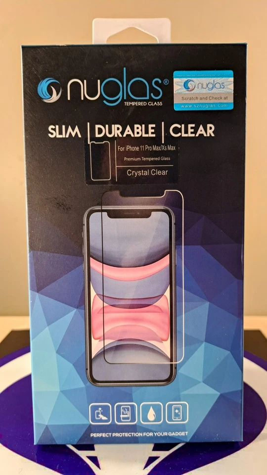 NUGLAS PREMIUM TEMPERED GLASS CLEAR FOR APPLE IPHONE 11 PRO MAX / X'S MAX - Image 1 of 1