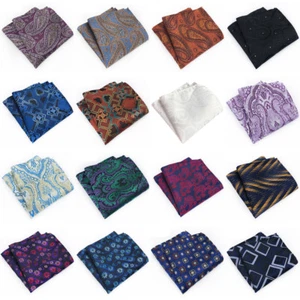 Men’s Paisley Floral Pocket Square Wedding Party Handkerchief Multi Colors - Picture 1 of 32