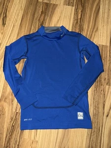 NIKE Pro Combat Size Small Boys Royal Blue Long Sleeve Dri-fit EUC - Picture 1 of 4