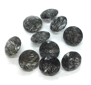 Round Cut Loose Gemstone AAA Natural Black Rutile For Making All Type Jewelry - Picture 1 of 23