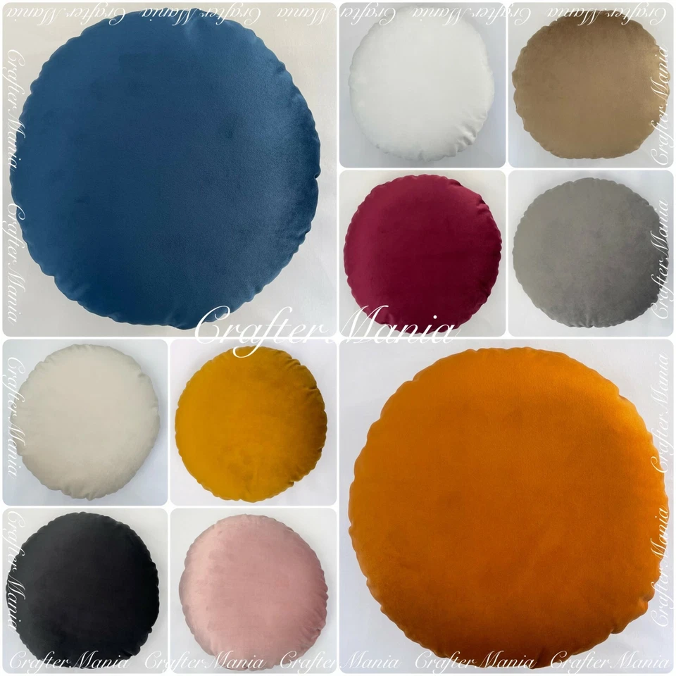 Handmade Round Circle Soft Plush Velvet Cushion Covers Or Filled With Pad Insert - Image 1 of 4